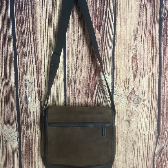 Coach Brown Camden Suede/Leather Mens Messenger Map Bag F70973 Great Condition - Picture 2 of 11